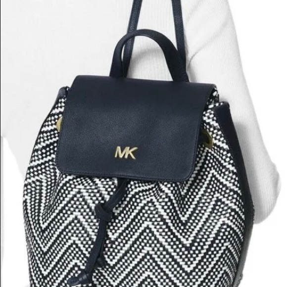 Michael Kors Junie Chevron Backpack Navy/White main image 7